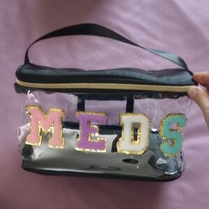 Clear Cosmetic Bag with Colorful 'MEDS' Letters